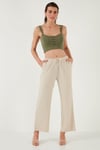 Lela Regular Fit Normal Bel Geniş Paça Kadın Pantolon 5866117 TAŞ