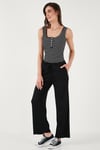 Lela Regular Fit Normal Bel Geniş Paça Kadın Pantolon 5866117 SİYAH