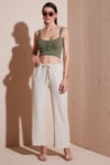 Lela Regular Fit Normal Bel Geniş Paça Kadın Pantolon 5866117 TAŞ