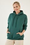 Lela Regular Fit Pamuklu Kapüşonlu Yaka Şardonlu Kışlık 2'li Paket Bayan Sweat 5863854S2 Nefti-Mor