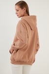Lela Regular Fit Pamuklu Kapüşonlu Yaka Şardonlu Kışlık 2'li Paket Bayan Sweat 5863854S2 Bisküvi-Mor