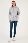 Lela Regular Fit Pamuklu Kapüşonlu Yaka Şardonlu Kışlık 2'li Paket Bayan Sweat 5863854S2 Gri Melanj-Nefti