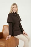 Lela Regular Fit Pelerin Detaylı Düğmeli Bayan Ceket 6927687 KAHVE