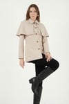 Lela Regular Fit Pelerin Detaylı Düğmeli Bayan Ceket 6927687 TAŞ