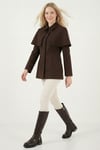 Lela Regular Fit Pelerin Detaylı Düğmeli Bayan Ceket 6927687 KAHVE