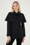 Lela Regular Fit Pelerin Detaylı Düğmeli Bayan Ceket 6927687 SİYAH