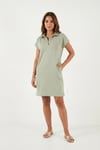 Lela Regular Fit Polo Yaka Mini Bayan Elbise 5866153 Olive