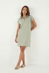 Lela Regular Fit Polo Yaka Mini Bayan Elbise 5866153 Olive