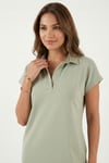 Lela Regular Fit Polo Yaka Mini Bayan Elbise 5866153 Olive