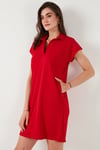 Lela Regular Fit Polo Yaka Mini Kadın Elbise 5866153 KIRMIZI