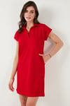Lela Regular Fit Polo Yaka Mini Kadın Elbise 5866153 KIRMIZI