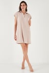 Lela Regular Fit Polo Yaka Mini Kadın Elbise 5866153 TAŞ