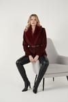 Lela Regular Fit Şal Yaka Kemerli Bayan Kaban 6839688 BORDO