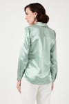 Lela Regular Fit Saten Klasik Bayan Gömlek 66939642S4 YEŞİL