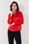 Lela Regular Fit Saten Klasik Bayan Gömlek 66939642S4 KIRMIZI