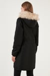 Lela Regular Fit Suni Kürklü Sabit Kapüşonlu Bayan Parka 6403346 SİYAH