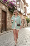 Lela Regular Fit Uzun Kollu Cepli Çizgili Bayan Gömlek 6772895 BENETTON