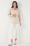 Lela Regular Fit Uzun Kollu Cepli Çizgili Bayan Gömlek 6772895 TAŞ