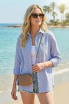 Lela Regular Fit Uzun Kollu Cepli Çizgili Bayan Gömlek 6772895 İNDİGO