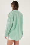 Lela Regular Fit Uzun Kollu Cepli Çizgili Bayan Gömlek 6772895 BENETTON