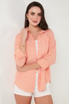 Lela Regular Fit Uzun Kollu Cepli Çizgili Bayan Gömlek 6772895 ORANJ