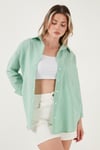 Lela Regular Fit Uzun Kollu Cepli Çizgili Bayan Gömlek 6772895 BENETTON
