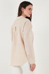 Lela Regular Fit Uzun Kollu Cepli Çizgili Bayan Gömlek 6772895 TAŞ