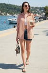 Lela Regular Fit Uzun Kollu Cepli Çizgili Bayan Gömlek 6772895 KİREMİT