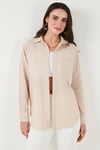 Lela Regular Fit Uzun Kollu Cepli Çizgili Bayan Gömlek 6772895 TAŞ