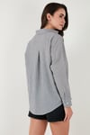 Lela Regular Fit Uzun Kollu Cepli Çizgili Bayan Gömlek 6772895 SİYAH