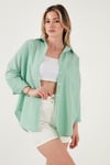 Lela Regular Fit Uzun Kollu Cepli Çizgili Bayan Gömlek 6772895 BENETTON