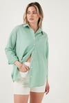 Lela Regular Fit Uzun Kollu Cepli Çizgili Bayan Gömlek 6772895 BENETTON