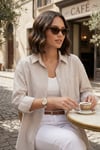 Lela Regular Fit Uzun Kollu Cepli Çizgili Kadın Gömlek 6772895 KAHVE
