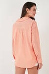 Lela Regular Fit Uzun Kollu Cepli Çizgili Bayan Gömlek 6772895 ORANJ