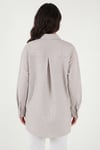 Lela Regular Fit Uzun Kollu Cepli Çizgili Kadın Gömlek 6772895 KAHVE