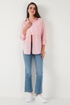 Lela Regular Fit Uzun Kollu Cepli Çizgili Bayan Gömlek 6772895 Şeker Pembe