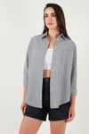 Lela Regular Fit Uzun Kollu Cepli Çizgili Bayan Gömlek 6772895 SİYAH
