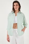 Lela Regular Fit Uzun Kollu Çizgili Bayan Gömlek 6772875 BENETTON