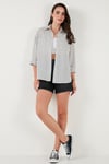 Lela Regular Fit Uzun Kollu Çizgili Kadın Gömlek 6772875 SİYAH
