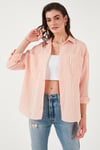 Lela Regular Fit Uzun Kollu Çizgili Kadın Gömlek 6772875 ORANJ
