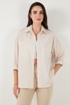 Lela Regular Fit Uzun Kollu Çizgili Kadın Gömlek 6772875 TAŞ