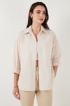 Lela Regular Fit Uzun Kollu Çizgili Kadın Gömlek 6772875 TAŞ