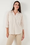 Lela Regular Fit Uzun Kollu Çizgili Kadın Gömlek 6772875 TAŞ