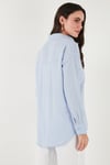 Lela Regular Fit Uzun Kollu Dokulu Bayan Gömlek 6772799 BEBE MAVİ