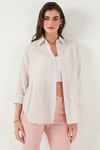 Lela Regular Fit Uzun Kollu Dokulu Bayan Gömlek 6772799 TAŞ