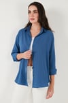 Lela Regular Fit Uzun Kollu Dokulu Bayan Gömlek 6772799 İNDİGO