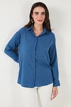 Lela Regular Fit Uzun Kollu Dokulu Bayan Gömlek 6772799 İNDİGO