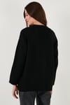 Lela Regular Fit V Yaka Düğmeli Triko Bayan Hırka 4616229 SİYAH