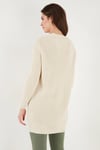 Lela Regular Fit V Yaka Düğmeli Triko Örme Uzun Bayan Hırka 4615044 TAŞ