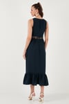 Lela Regular Fit Volanlı Kolsuz Midi Bayan Elbise 611EL574 LACİVERT